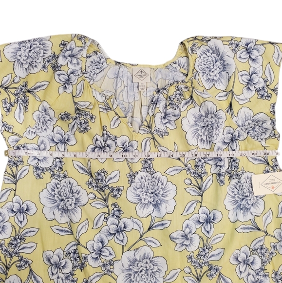 St.John's Flowy Blouse Womens Size 0X Yellow Floral Print Short Sleeve Tunic - Picture 6 of 12